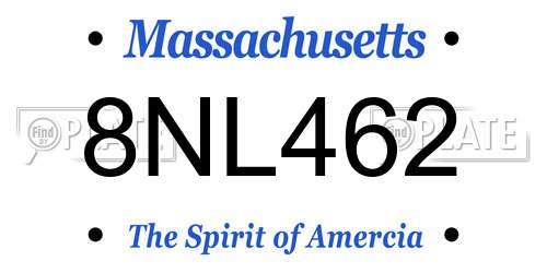 8NL462 Massachusetts License Plate