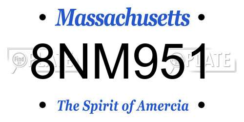 8NM951 Massachusetts License Plate