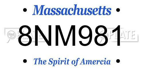 8NM981 Massachusetts License Plate