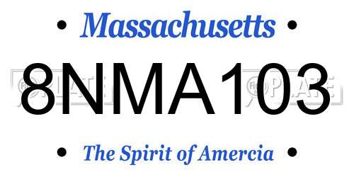 8NMA103 Massachusetts License Plate