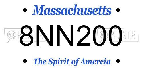 8NN200 Massachusetts License Plate