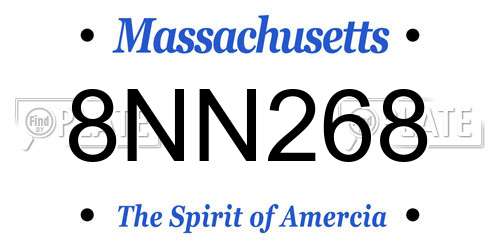 8NN268 Massachusetts License Plate