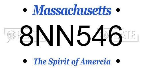 8NN546 Massachusetts License Plate