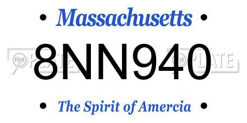 8NN940 Massachusetts License Plate