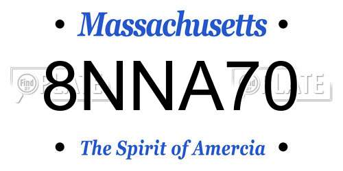 8NNA70 Massachusetts License Plate