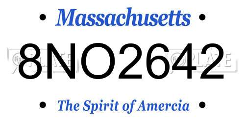 8NO2642 Massachusetts License Plate