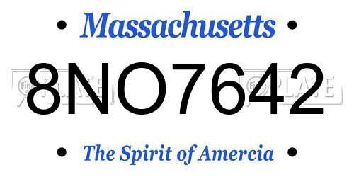 8NO7642 Massachusetts License Plate