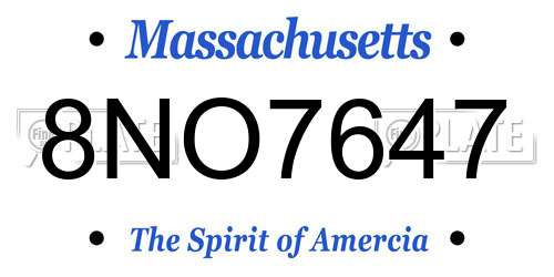 8NO7647 Massachusetts License Plate