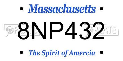8NP432 Massachusetts License Plate