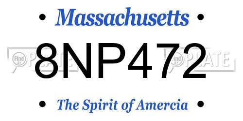 8NP472 Massachusetts License Plate