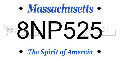 8NP525 Massachusetts License Plate