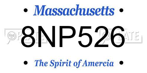 8NP526 Massachusetts License Plate