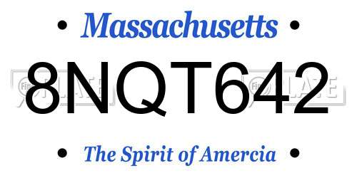 8NQT642 Massachusetts License Plate