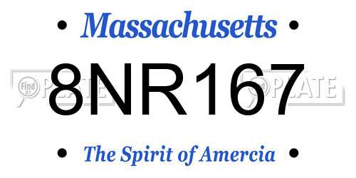 8NR167 Massachusetts License Plate