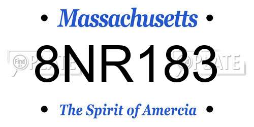 8NR183 Massachusetts License Plate
