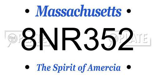 8NR352 Massachusetts License Plate