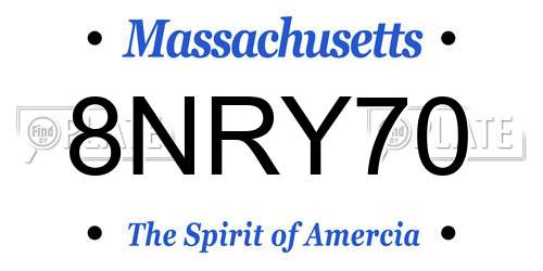 8NRY70 Massachusetts License Plate