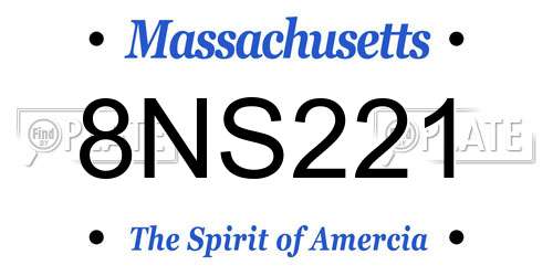 8NS221 Massachusetts License Plate