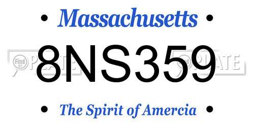 8NS359 Massachusetts License Plate