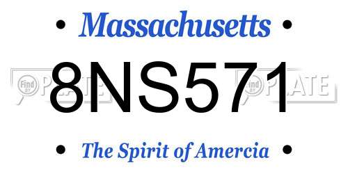 8NS571 Massachusetts License Plate