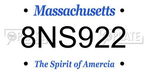 8NS922 Massachusetts License Plate