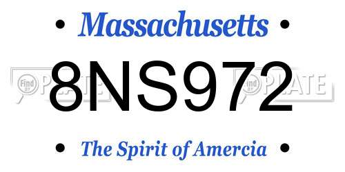 8NS972 Massachusetts License Plate