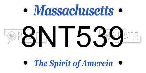 8NT539 Massachusetts License Plate