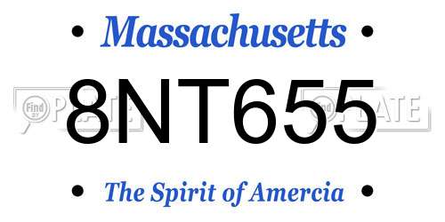 8NT655 Massachusetts License Plate