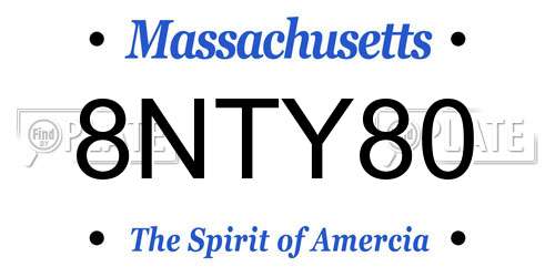 8NTY80 Massachusetts License Plate