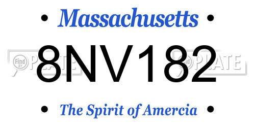 8NV182 Massachusetts License Plate