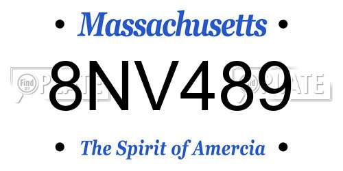 8NV489 Massachusetts License Plate