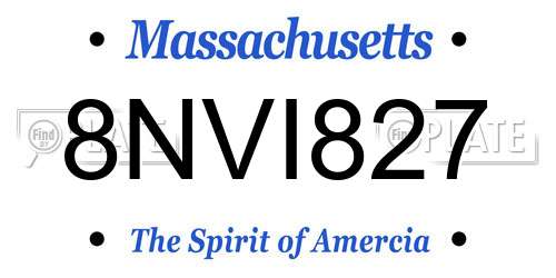 8NVI827 Massachusetts License Plate