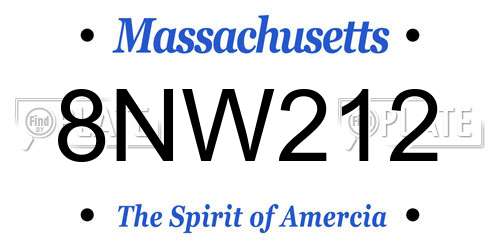 8NW212 Massachusetts License Plate