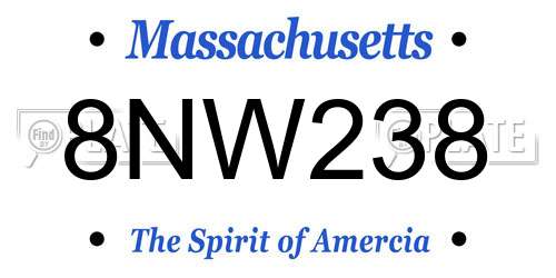 8NW238 Massachusetts License Plate