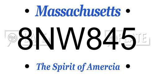 8NW845 Massachusetts License Plate