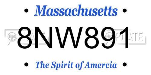 8NW891 Massachusetts License Plate