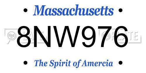 8NW976 Massachusetts License Plate