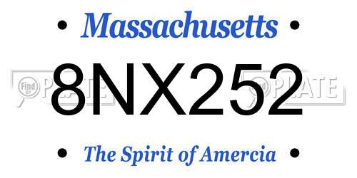 8NX252 Massachusetts License Plate