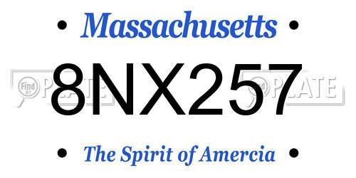 8NX257 Massachusetts License Plate