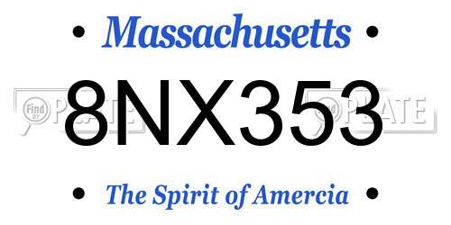 8NX353 Massachusetts License Plate