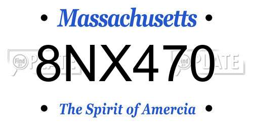 8NX470 Massachusetts License Plate