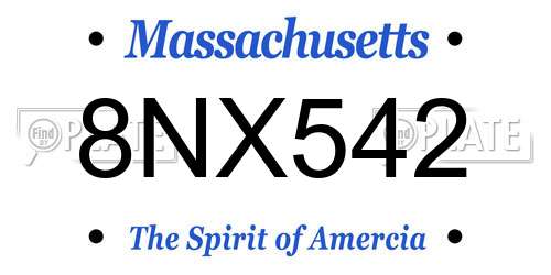 8NX542 Massachusetts License Plate