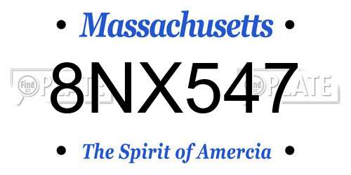 8NX547 Massachusetts License Plate