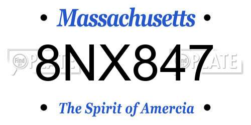8NX847 Massachusetts License Plate