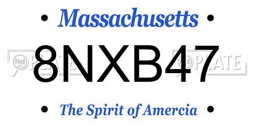 8NXB47 Massachusetts License Plate