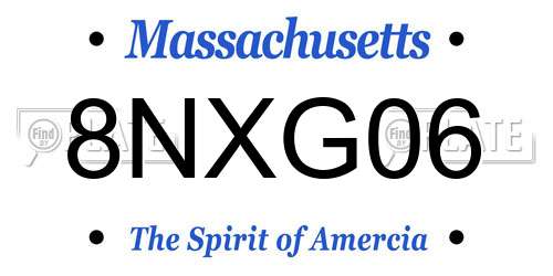 8NXG06 Massachusetts License Plate
