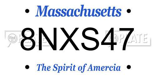 8NXS47 Massachusetts License Plate