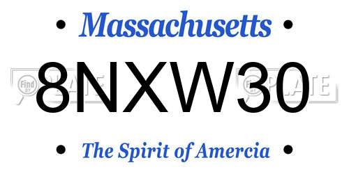 8NXW30 Massachusetts License Plate
