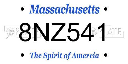 8NZ541 Massachusetts License Plate