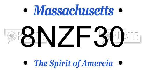 8NZF30 Massachusetts License Plate